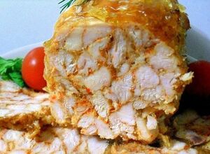 Recept Mramorová kuřecí roláda (šunka) s chutí česneku