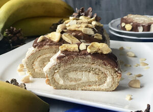 Recept Banánová roláda s ořechovým krémem bez lepku.