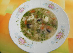 Recept Zeleninová polévka s kapáním a žampiony