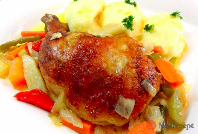 Recept Pečené kuře na zelenině