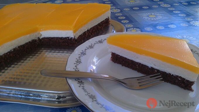 Recept Tvarohový koláč s pomerančovou želatinou